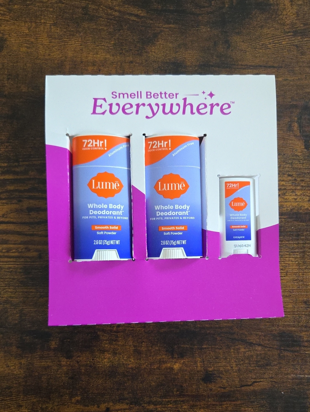Lume 3 Pack Whole Body Deodorant -Smooth Solid Soft Powder